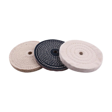 Tork Craft Buffing Wheel Kit 3pcs 150mm White & Denim Stiched & Sisal Polishing - image 01