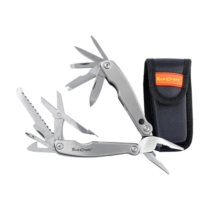 Tork Craft Multitool Silver Mini With LED Light With Nylon Pouch In Blister - image 01