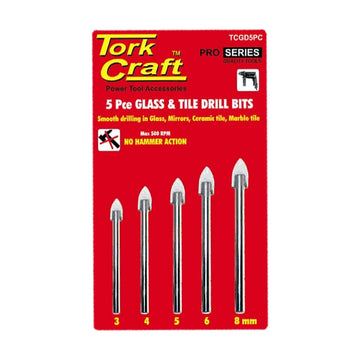 Tork Craft Glass & Tile Drill Bit Set 5 Piecee 3/4/5/6/8 - image 01