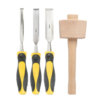 Tork Craft Chisel Set Wood 3 Piece Plus Wooden Mallet Blister - image 01