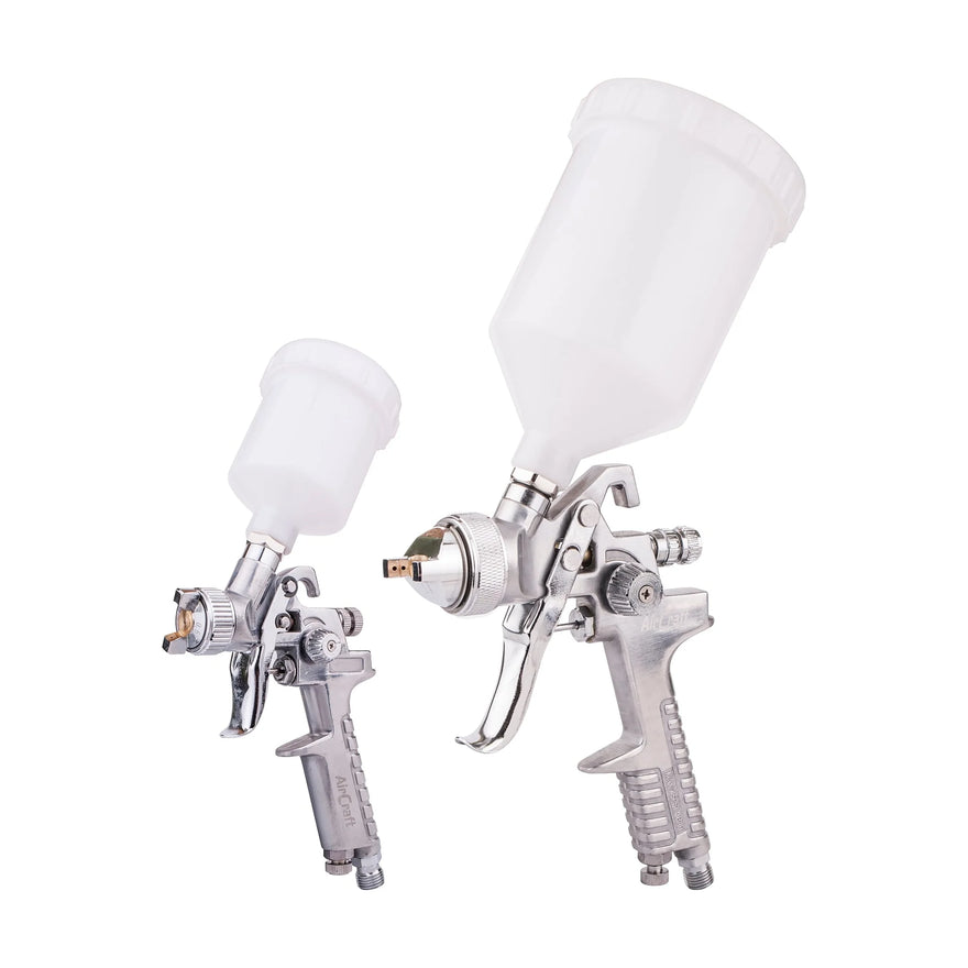 AirCraft Spray Gun Kit SG H827 & SG H2000 Combo With PoliSHed Body HVLP - image 01