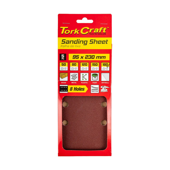 Tork Craft Sanding Sheet Orb 95 X 230mm 180 Grit Plain With 8 Holes 5 Pack - image 01