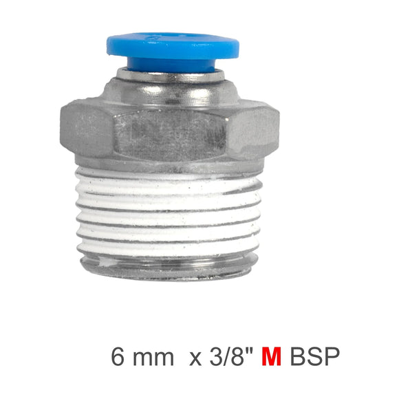 AirCraft PU Hose Fitting Straight Stud 6mm - 3/8" M BSP (SPC06-03) - image 01