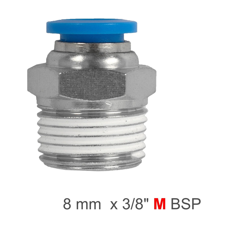 AirCraft PU Hose Fitting Straight Stud 8mm - 3/8" M BSP (SPC08-03) - image 01