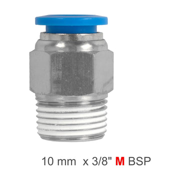 AirCraft PU Hose Fitting Straight Stud 10mm - 3/8" M BSP (SPC10-03) - image 01