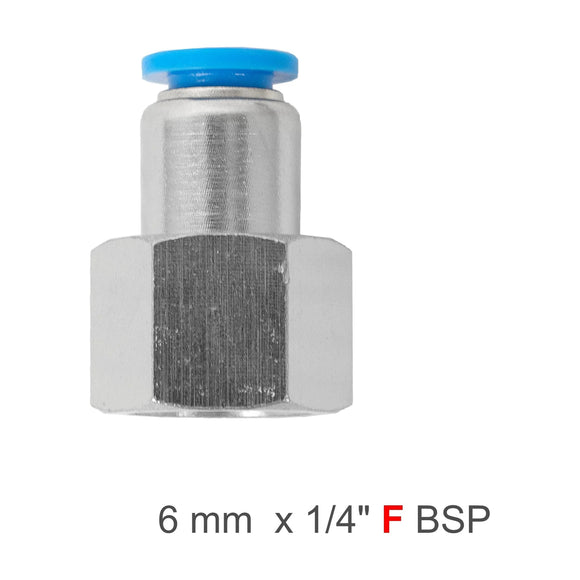 AirCraft PU Hose Fitting Straight Connector 6mm - 1/4" F BSP (SPCF06-02) - image 01