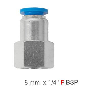 AirCraft PU Hose Fitting Straight Connector 8mm - 1/4" F BSP (SPCF08-02) - image 01