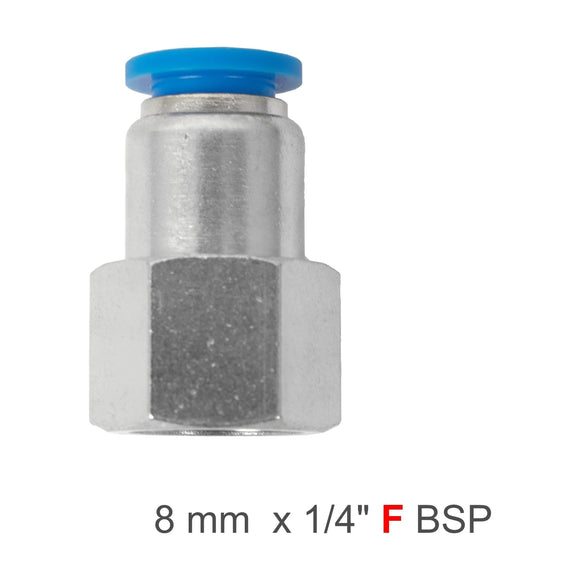 AirCraft PU Hose Fitting Straight Connector 8mm - 1/4" F BSP (SPCF08-02) - image 01