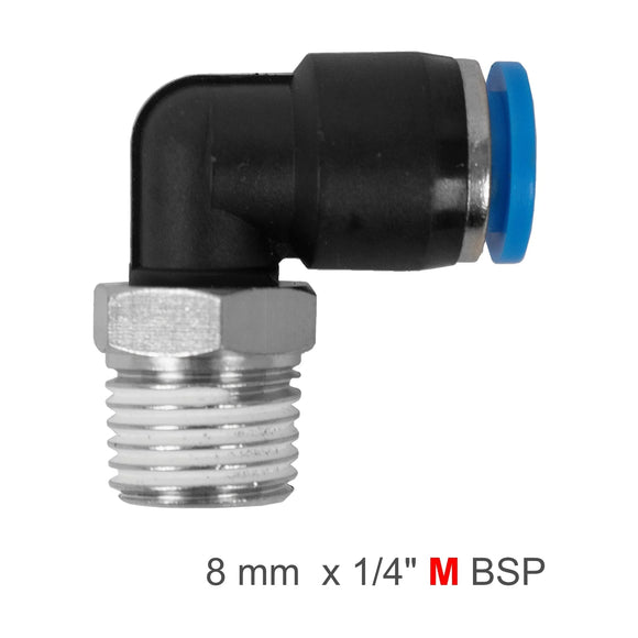 AirCraft Elbow 8mm-1/4" M BSP PU Hose Fitting Fitting - image 01