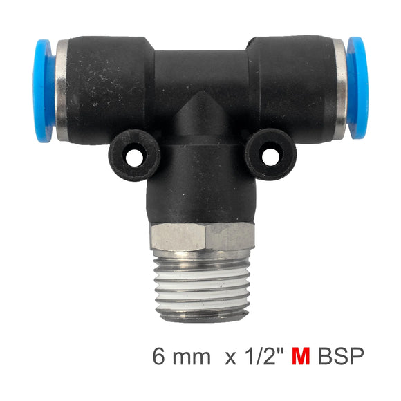 AirCraft PU Hose Fitting Tee 6mm-1/2 M - image 01