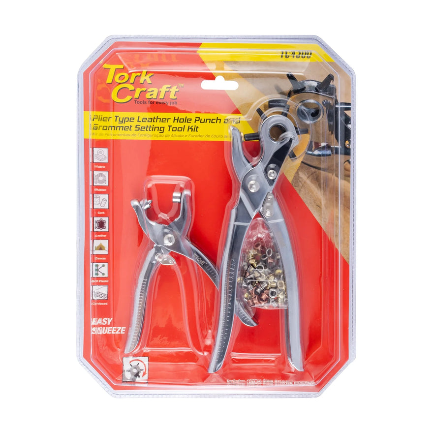 Tork Craft Leather Hole Punch & Grommet Setting Tool Kit with 100pc Eyelets 5mm - image 01
