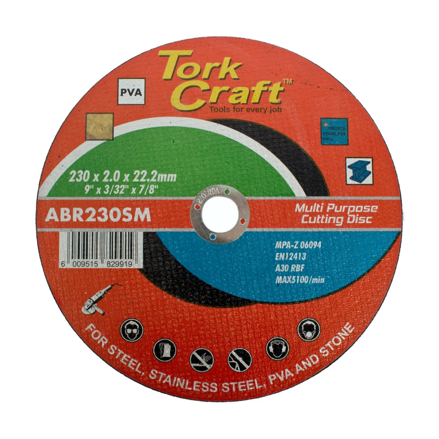 Tork Craft Cutting Disc Multi Purpose 230 X 2.0 X 22.2mm For Steel Ss Pva Stone - image 01