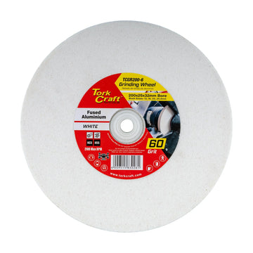 Tork Craft Grinding Wheel 200x25x32mm Bore Fine 60 Grit with Bushes for Bench Grinders White - image 01