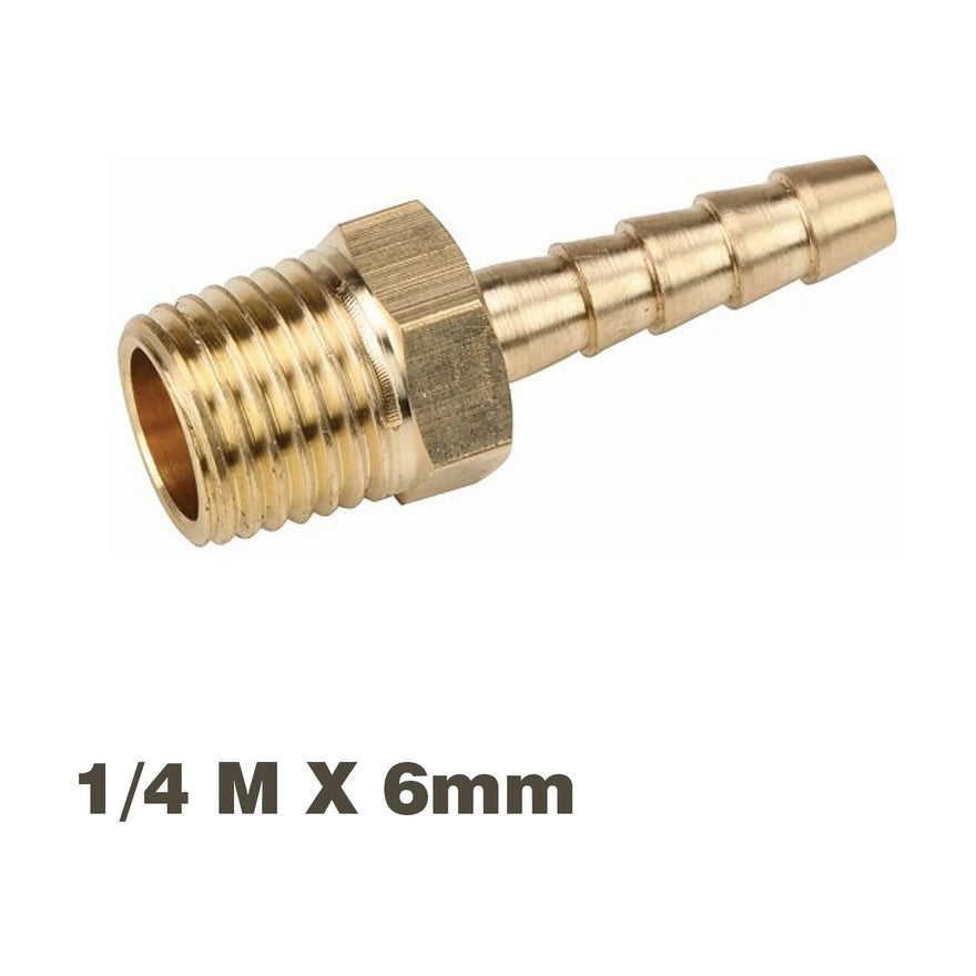 AirCraft Hosetail Connector Brass 1/4M X 6mm - image 01