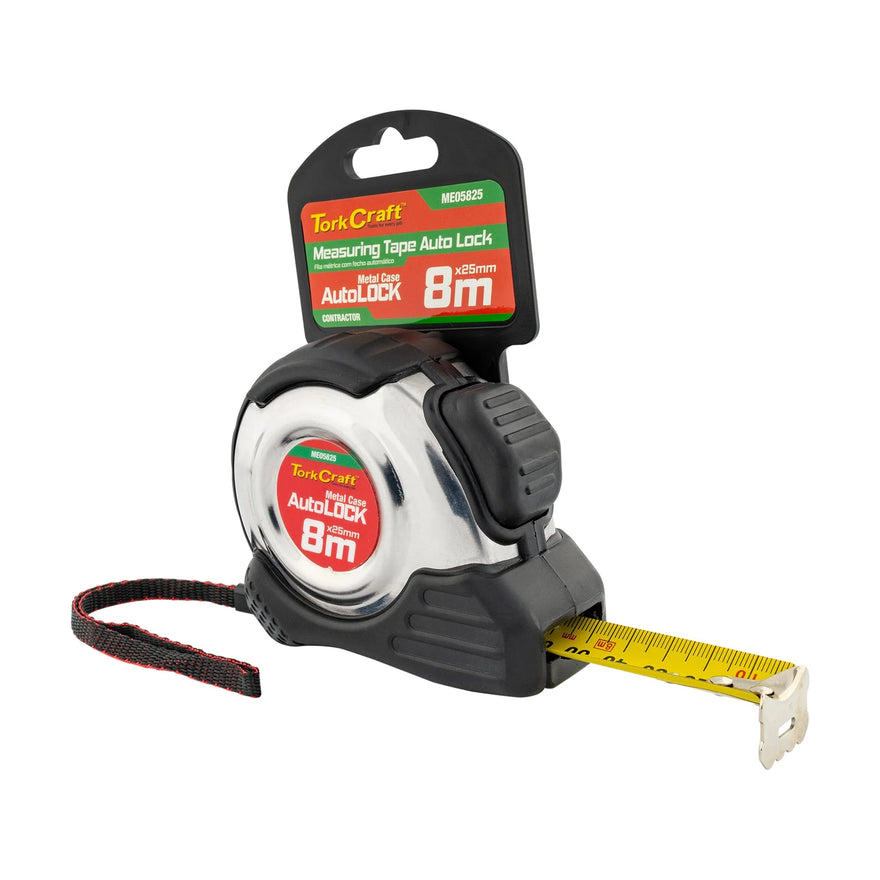 Tork Craft Measuring Tape Self Lock 8m X 25mm S/s & Rubber Casing Matt Finish - image 01