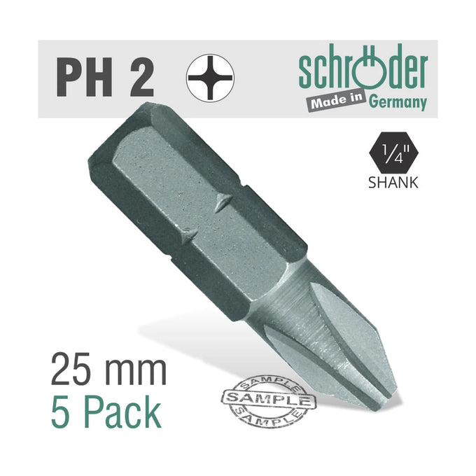 Schroder Phil No. 2 x 25mm Classic Insert Bit 5 Pack - image 01