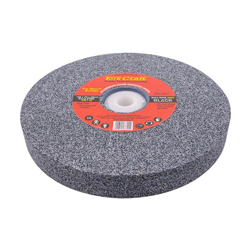 Tork Craft Grinding Wheel 150x20x32mm Black Coarse 36 Grit W/bushes For Bench Grin - image 01