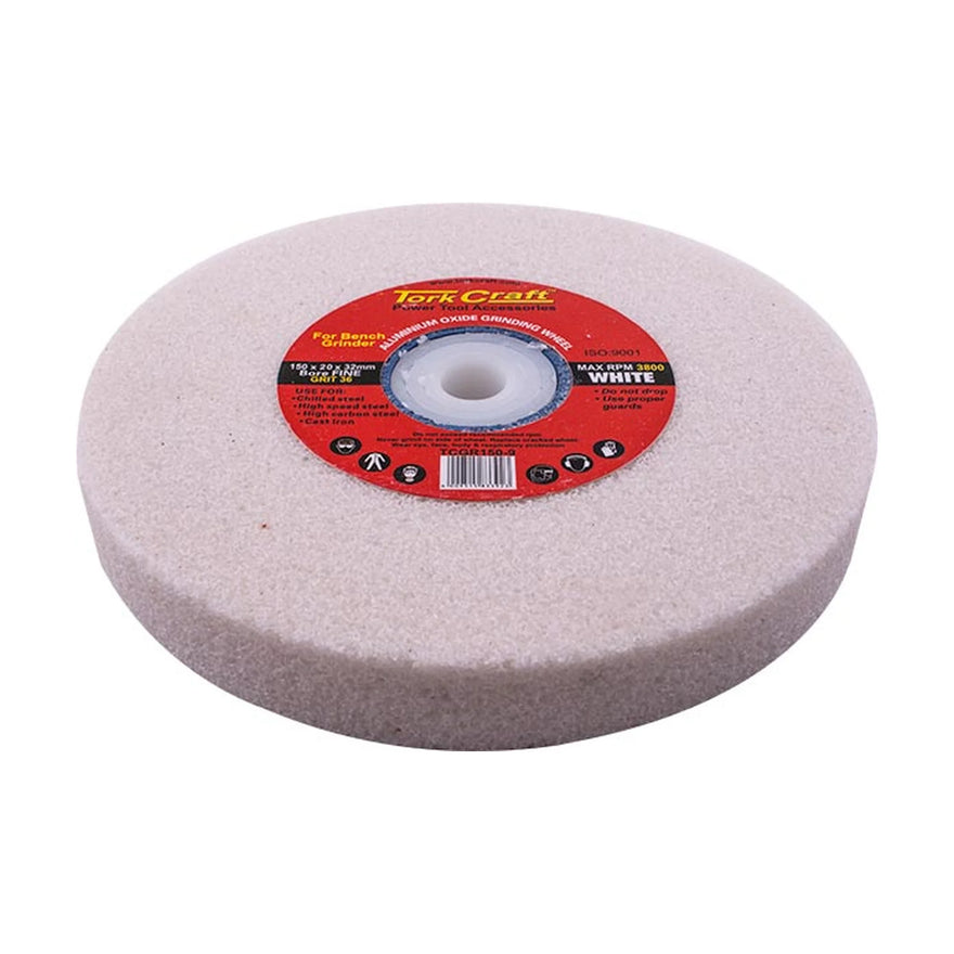 Tork Craft Grinding Wheel 150x20x32mm White Coarse 36 Grit W/bushes For Bench Grin - image 01