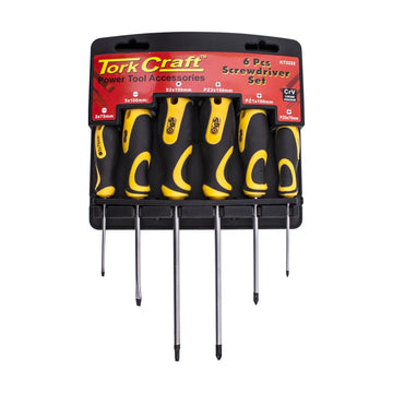 Tork Craft 6pc Screwdriver Set With Wall Mountable Rack S2 Pz Sl - image 01