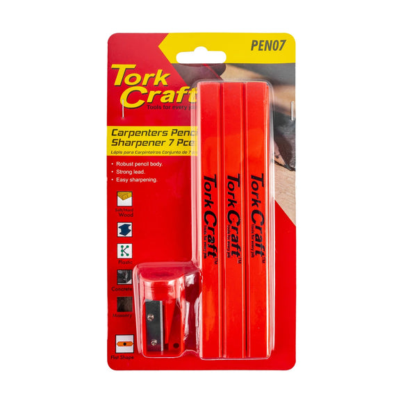 Tork Craft 7pc Tork Craft Carpenters Pencil Set 6 X Pencil 1 X Sharpener - image 01