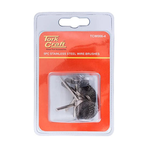 Tork Craft Wire Brushes Mini 5pc Stainless Steel 3.2mm Shaft Assorted Shapes - image 01