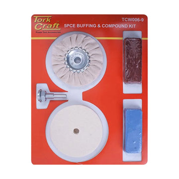 Tork Craft Polishing Buffing & Compound Kit 5pce With Felt Buff For Drill - image 01