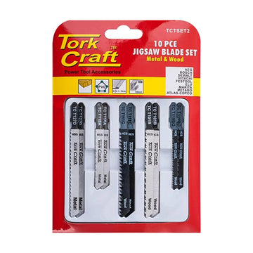 Tork Craft Jigsaw Blade Set 10 Pce For Metal & Wood T - Shank - image 01