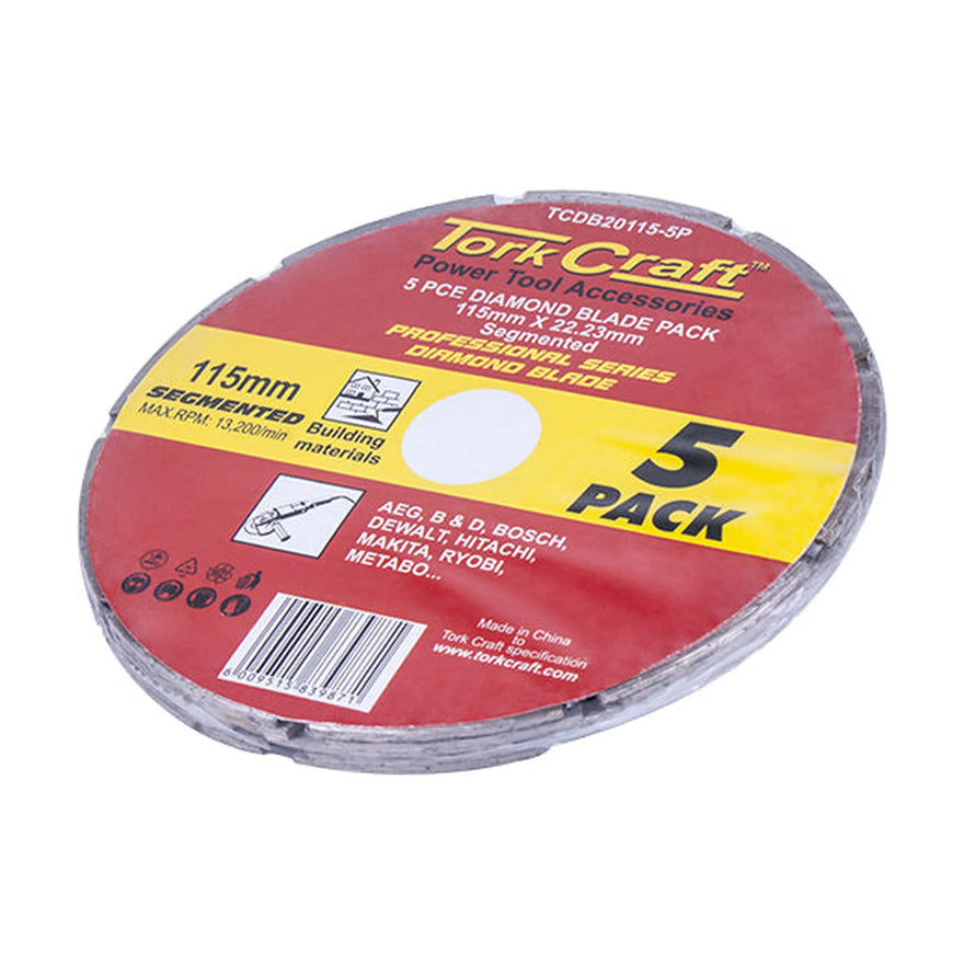 Tork Craft Diamond Blade Segmented 115mm Professional Bulk 5 Pack - image 01