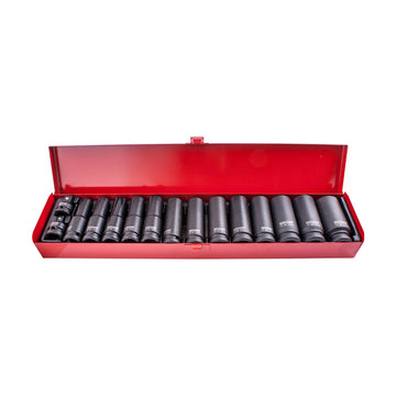 Tork Craft 15pc Impact Socket Set 1/2' Drive (10 - 27 + 2 X Adaptors 3/8x1/2 & 1/2x3/8 ) - image 01