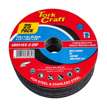 Tork Craft Cutting Disc Steel & Stainless Steel 115 X 1.0 X 22.2 Mm 25 Pack - image 01
