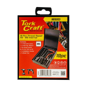 Tork Craft Thread Repair Kit 19pc M5 X 0.8mm Internal (metal Box) - image 01