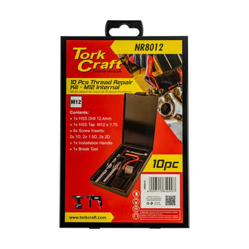 Tork Craft Thread Repair Kit 10pc M12 X 1.75mm Internal (metal Box) - image 01
