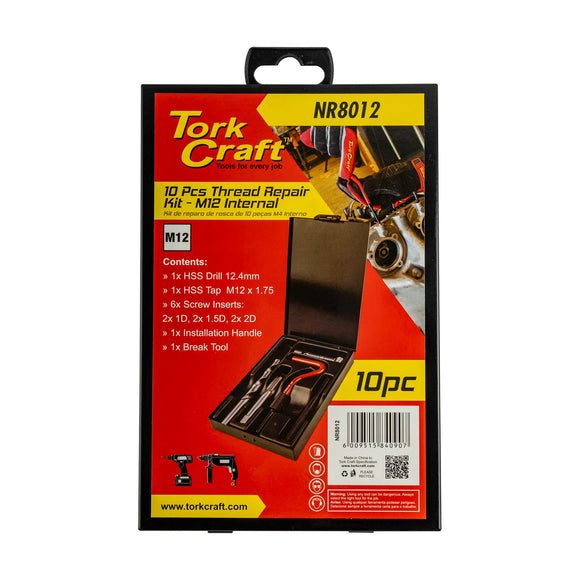 Tork Craft Thread Repair Kit 10pc M12 X 1.75mm Internal (metal Box) - image 01