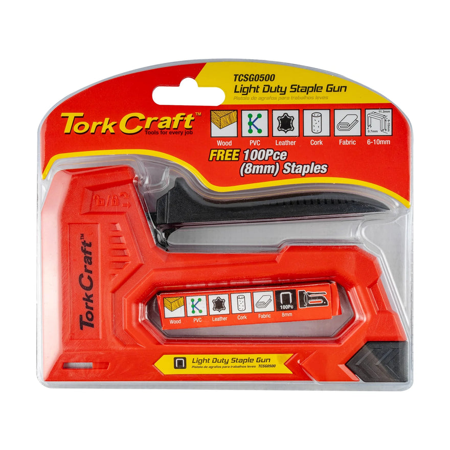 Tork Craft Staple Gun 21g 6 - 8mm Light Duty Jt21 With 100pc 0.7mmx8mm - image 01