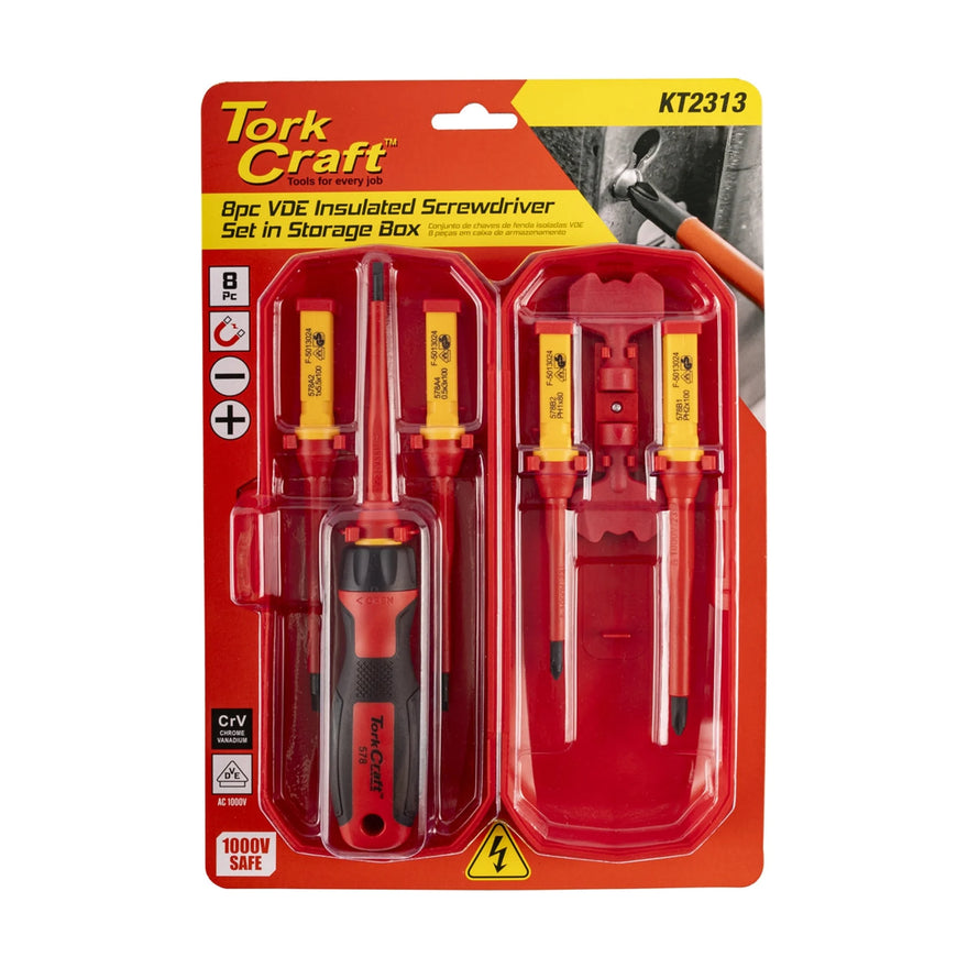 Tork Craft 8pc Screwdriver Set VDE Insulated with Storage Box - image 01