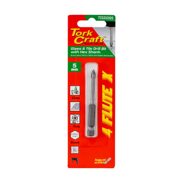 Tork Craft Glass & Tile Drill 5mm 4 Flute With Hex Shank - image 01