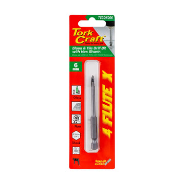 Tork Craft Glass & Tile Drill 6mm 4 Flute With Hex Shank - image 01