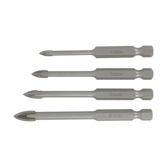 Tork Craft Glass & Tile Drill 4 Flute Set 4pc 4/5/6/8mm In Plastic Case - image 01