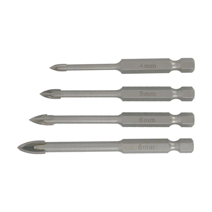 Tork Craft Glass & Tile Drill 4 Flute Set 4pc 4/5/6/8mm In Plastic Case - image 01
