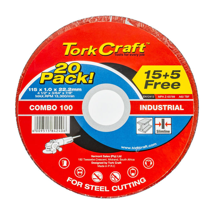 Tork Craft 15+ 5 Free Cutting Disc Steel 115 X 1.0 X 22.2mm