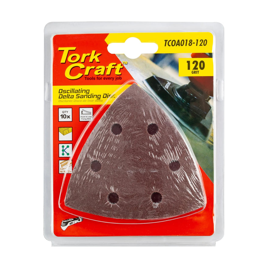 Tork Craft Oscillating Sandpaper A/O 93mm 10pc Delta Shape 120 Grit - image 01