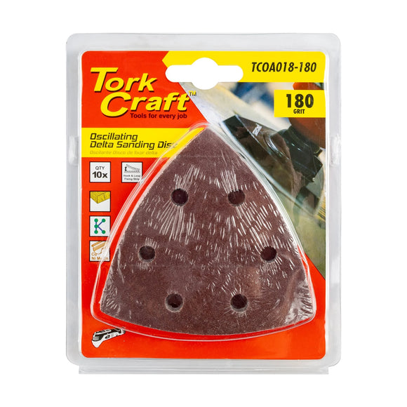 Tork Craft Oscillating Sandpaper A/O 93mm 10pc Delta Shape 180 Grit - image 01