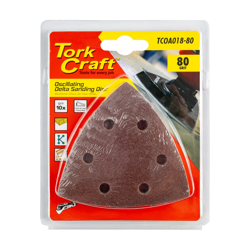 Tork Craft Oscillating Sandpaper A/O 93mm 10pc Delta Shape 80 Grit - image 01