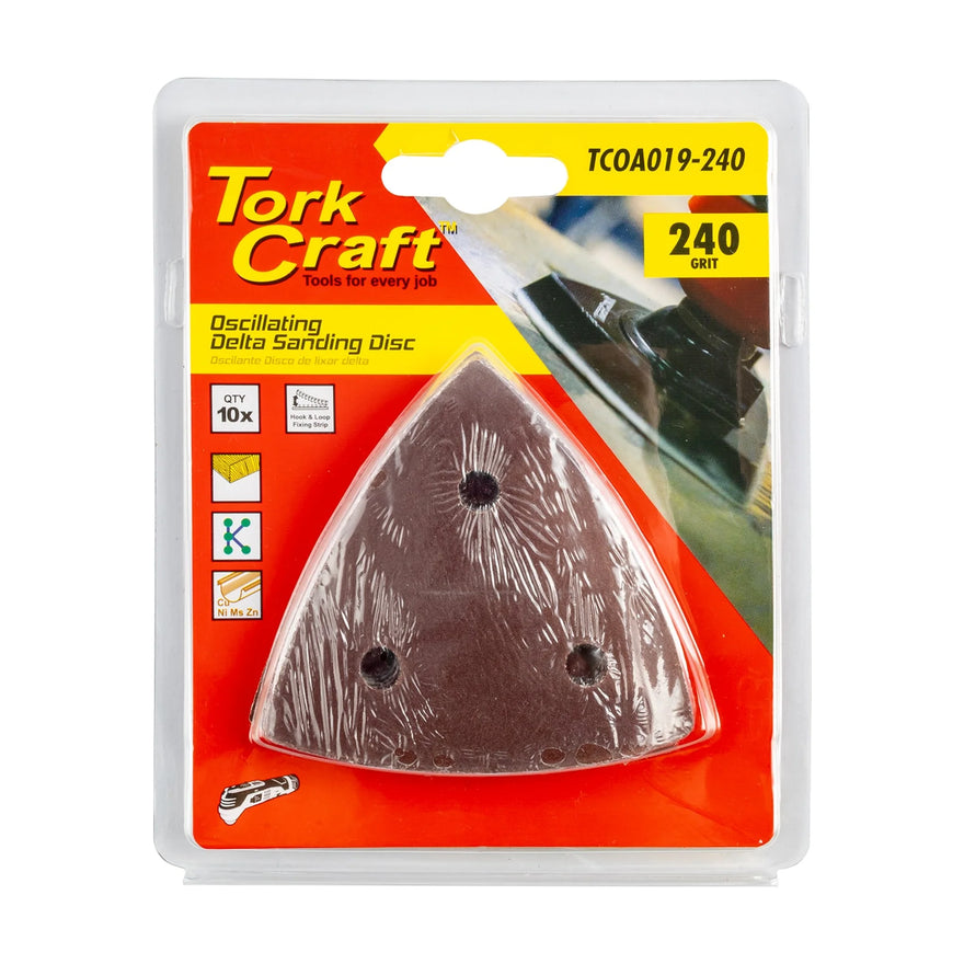 Tork Craft Oscillating Sandpaper A/O 80mm 10pc Delta Shape 240 Grit - image 01