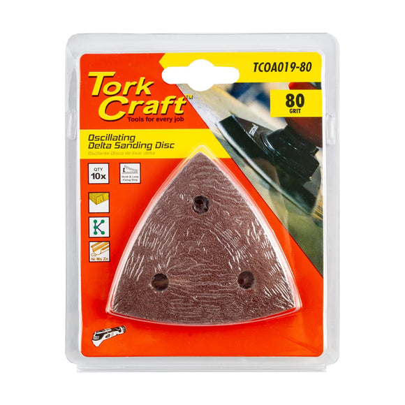 Tork Craft Oscillating Sandpaper A/O 80mm 10pc Delta Shape 80 Grit - image 01