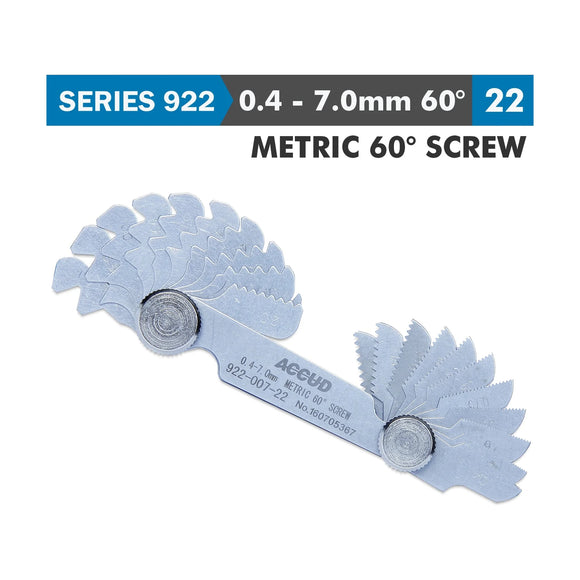 Accud Pitch Gauge 0.4-7mm 22 Leaves Metric 60° Screw 0.07mm Accuracy - image 01