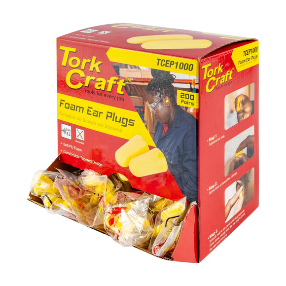 Tork Craft Ear Plug 200pc Bullet Shape Snr33 Yellow Per Box - image 01