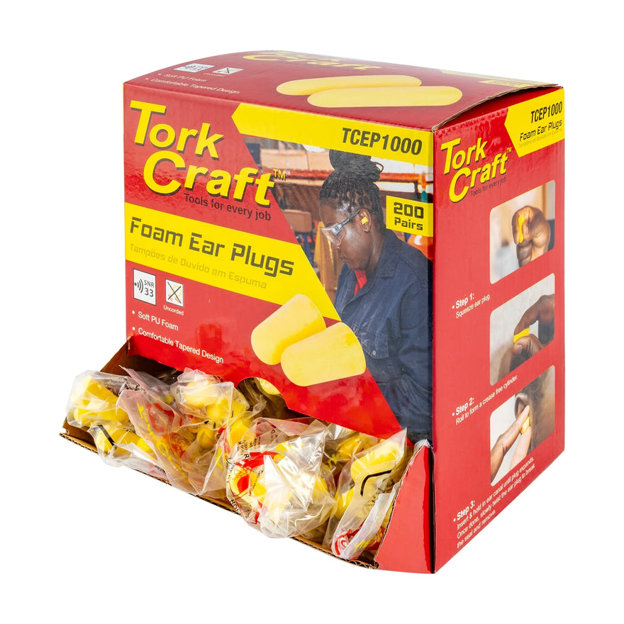 Tork Craft Ear Plug 200pc Bullet Shape Snr33 Yellow Per Box - image 01