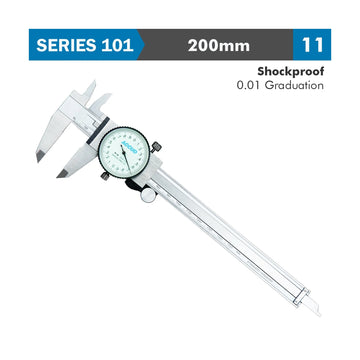Accud Dial Caliper 200mm 0.03mm Accuracy 0.01mm Graduation Stainless Steel Shockproof - image 01