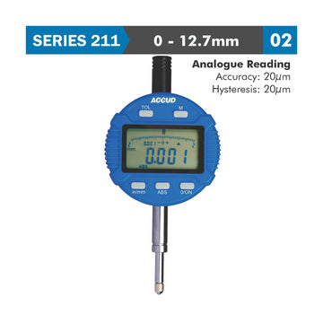 Accud Digital Indicator Flat Back 12.7mm / 0.5in - image 01
